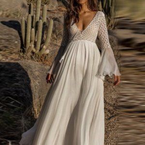 Casual V Neck Long Sleeve Maternity Dress